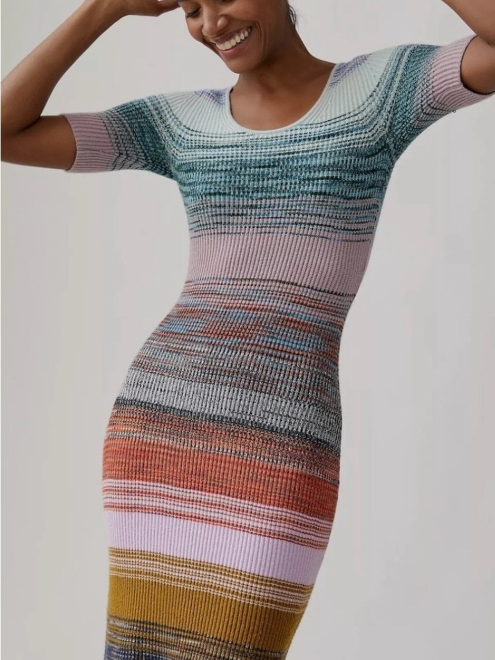 Anthropologie Sweater Dress Space Dyed Knit Midi Dress Size Small